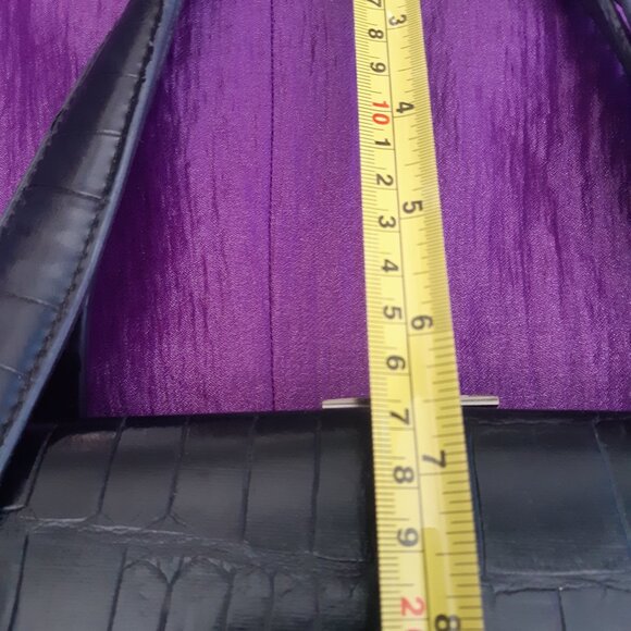 Vintage Naturalizer Faux Crocodile 12"x8" Dark Brown Handbag Purse Kiss Closure - Picture 16 of 16